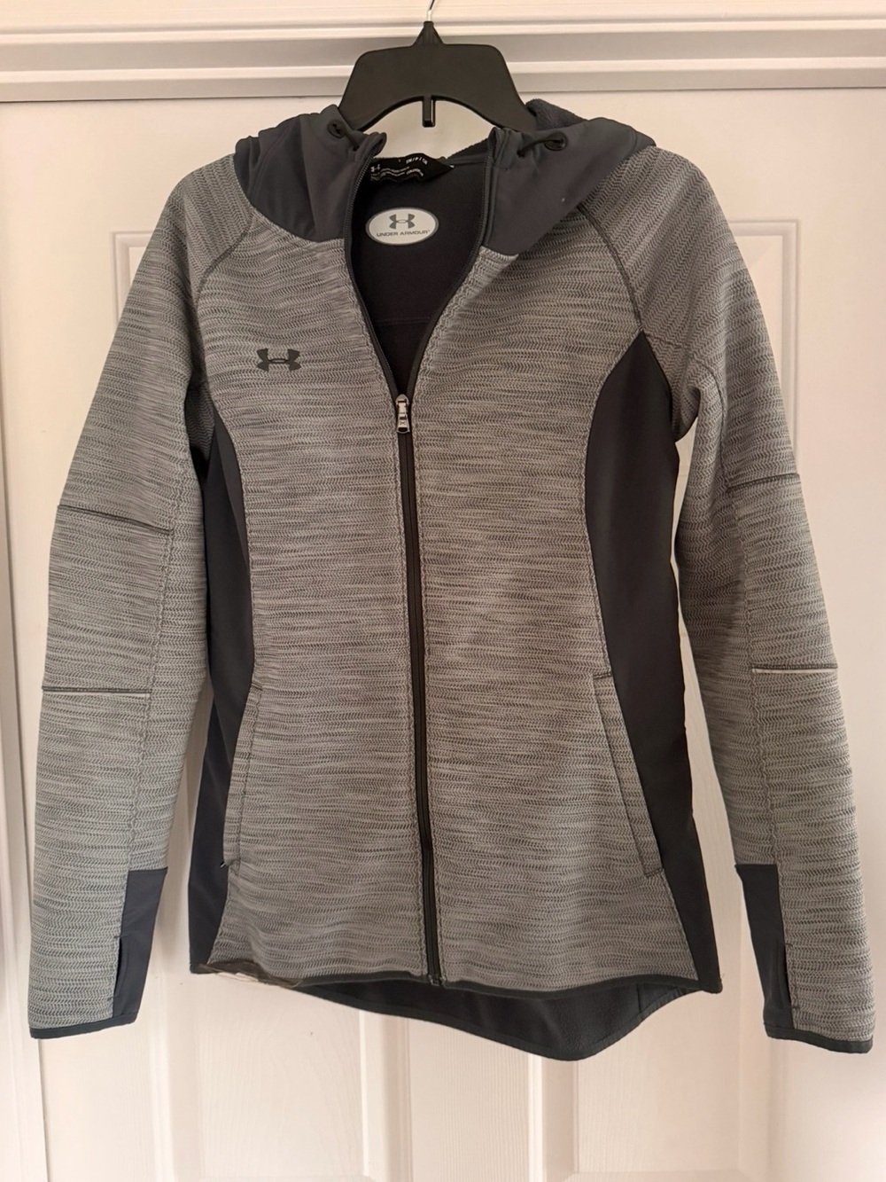 Under Armour Grey and Black Hooded Full-Zip Jacket Sz S